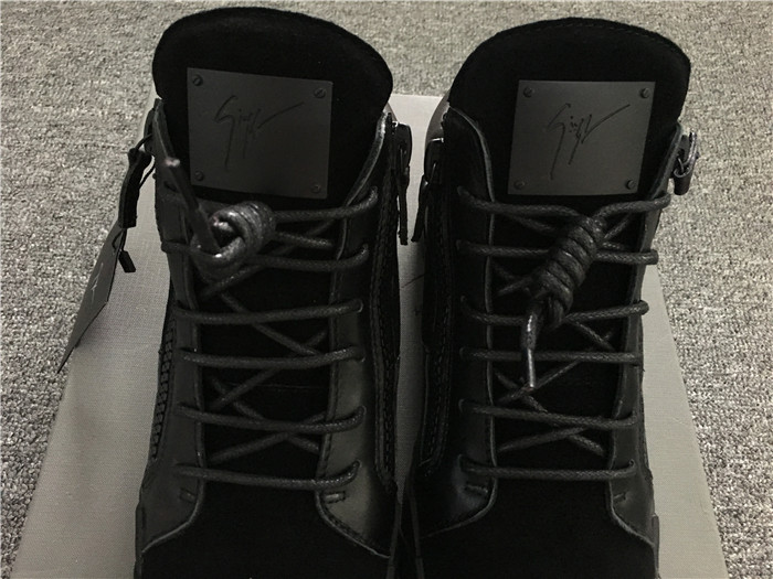 High Quality Giuseppe Zanotti Leather Suede High Top Black Sneakers