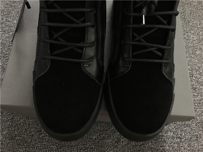 High Quality Giuseppe Zanotti Leather Suede High Top Black Sneakers