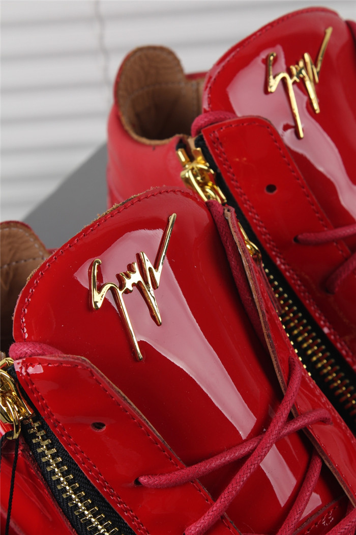 High Quality Giuseppe Zanotti Kriss Patent Leather High Top Red Sneakers