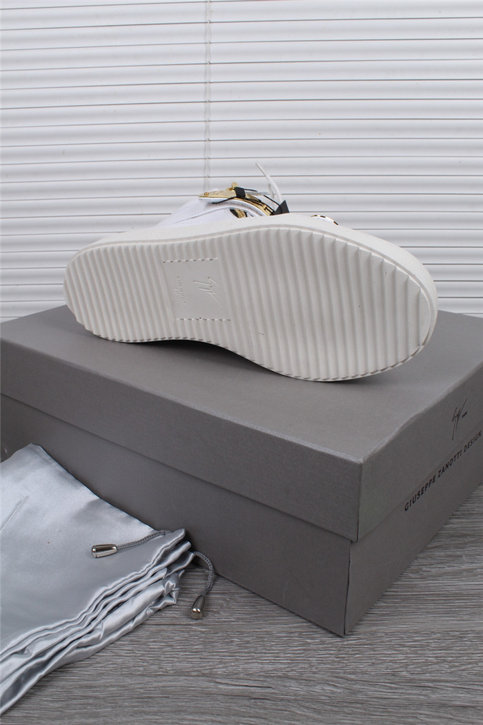 High Quality Giuseppe Zanotti Gold White Double Strap Patent Mid Top Sneaker