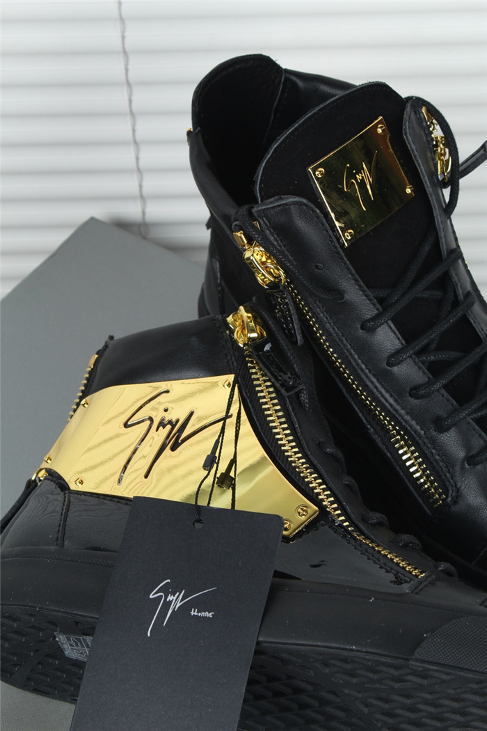 High Quality Giuseppe Zanotti Fashion Chain Black Gold Sneakers