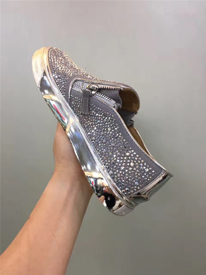 High Quality Giuseppe Zanotti Embellished Low-Rise Suede Sneakers Sliver