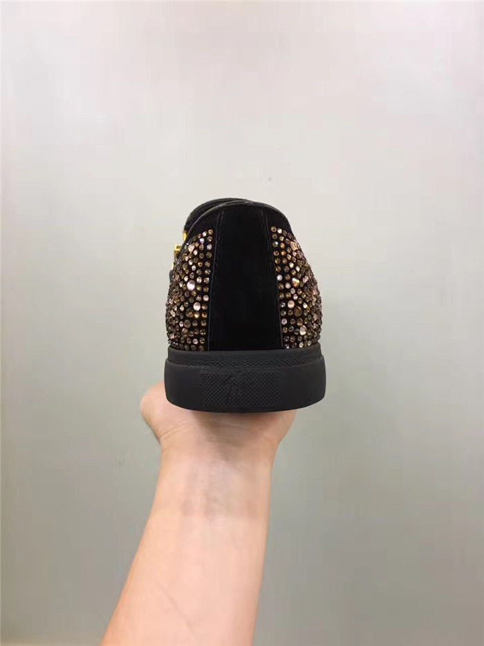 High Quality Giuseppe Zanotti Embellished Low-Rise Suede Sneakers Black