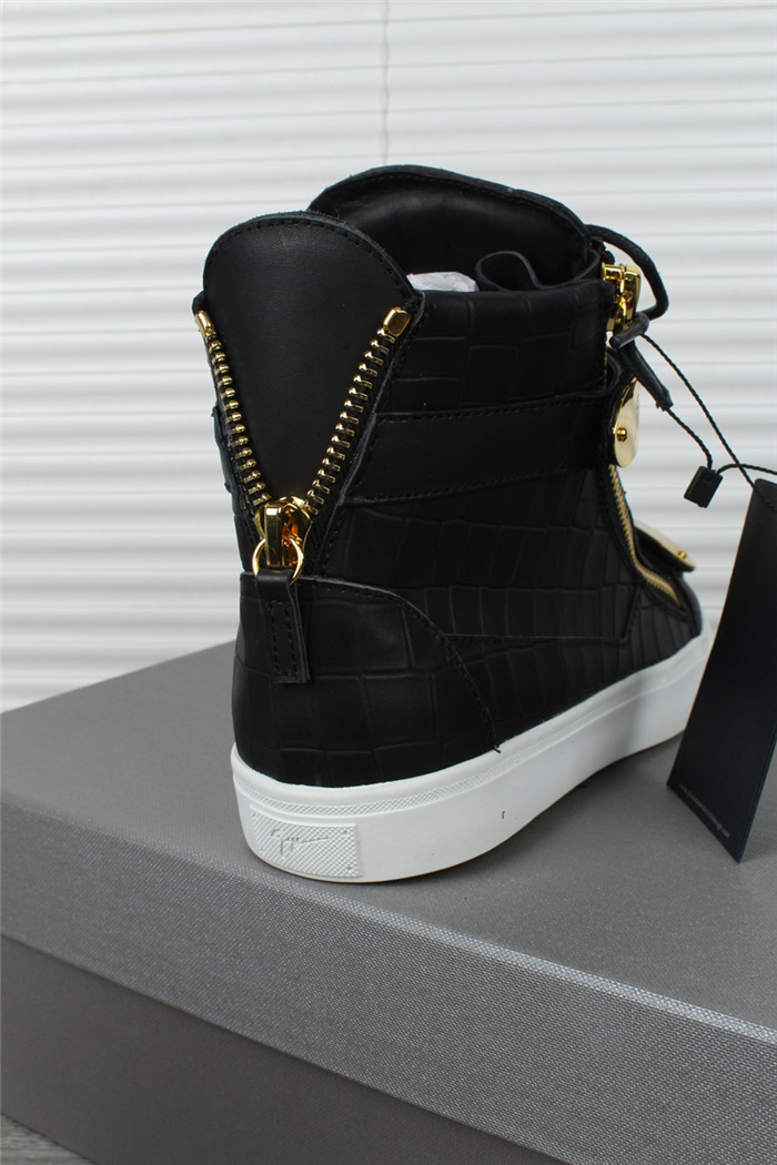 High Quality Giuseppe Zanotti Croc-Embossed Wedge Zip Black Sneaker