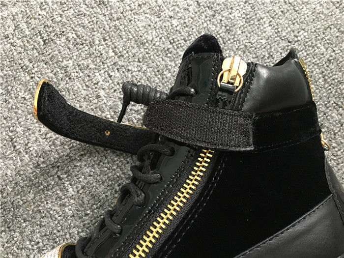 High Quality Giuseppe Zanotti black velvet and masonry high-top sneakers