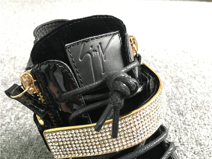 High Quality Giuseppe Zanotti black velvet and masonry high-top sneakers