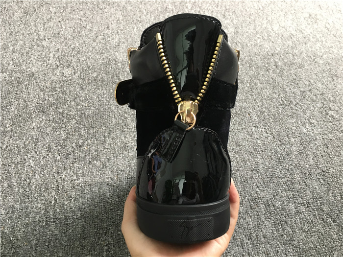 High Quality Giuseppe Zanotti black velvet and masonry high-top sneakers