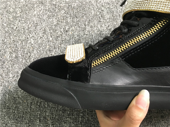 High Quality Giuseppe Zanotti black velvet and masonry high-top sneakers