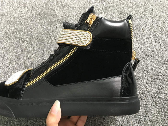 High Quality Giuseppe Zanotti black velvet and masonry high-top sneakers