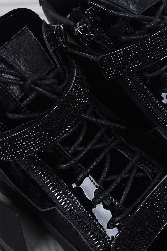 High Quality Giuseppe Zanotti black velvet and black sole high-top sneakers