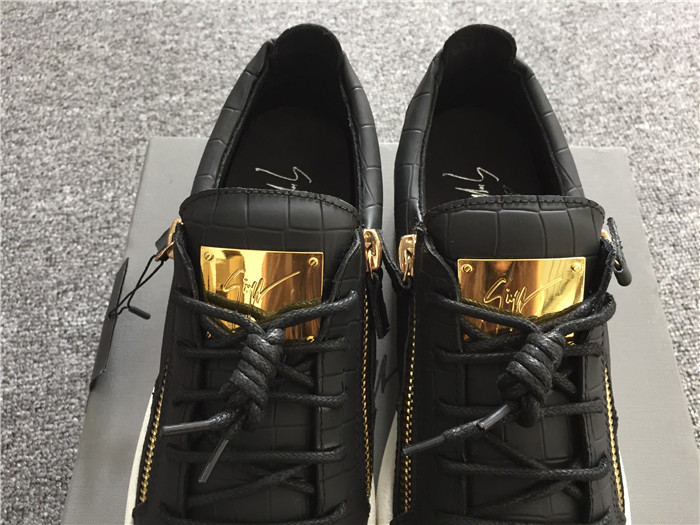 High Quality Giuseppe Zanotti black patent leather double-zip Frank low-top sneakers