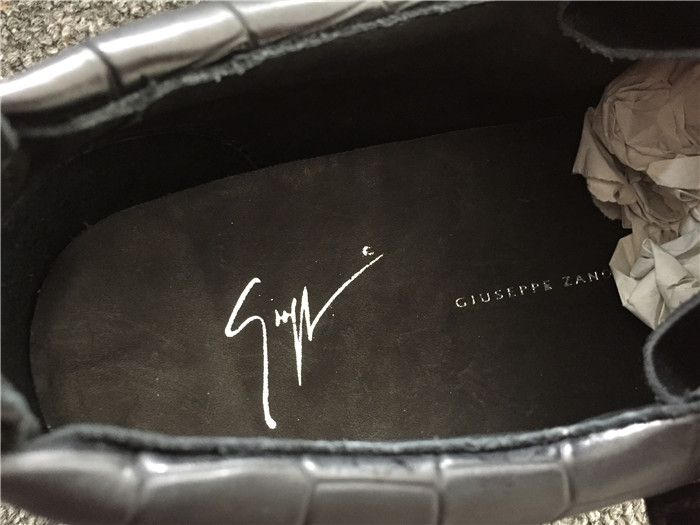 High Quality Giuseppe Zanotti black patent leather double-zip Frank low-top sneakers