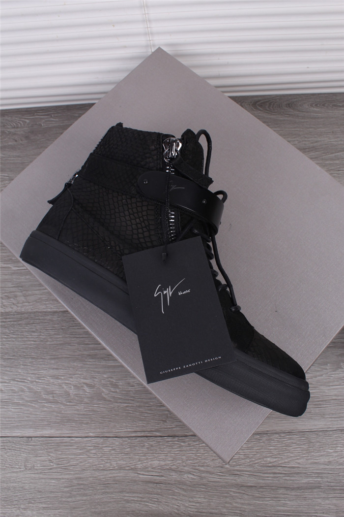 High Quality Giuseppe Zanotti Black Leather Matte High Top Sneaker
