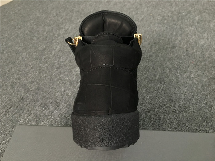 High Quality Giuseppe Zanotti Black Crocodile Embossed Leather Sneakers