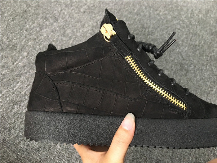 High Quality Giuseppe Zanotti Black Crocodile Embossed Leather Sneakers