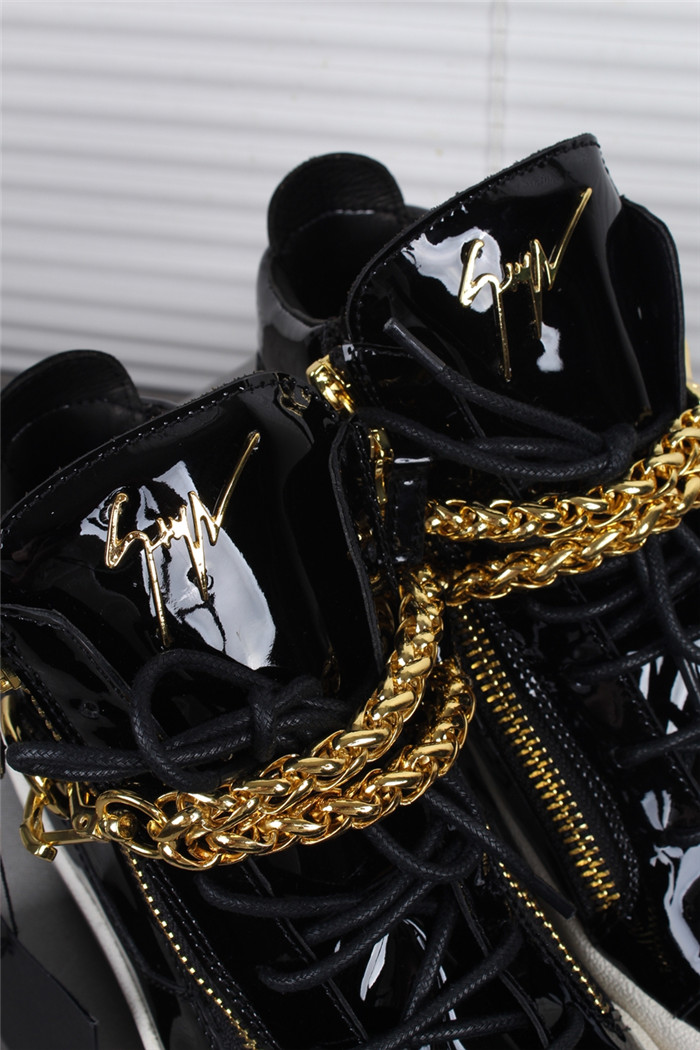 High Quality Giuseppe Zanotti black and gold chain detail high-top sneakers