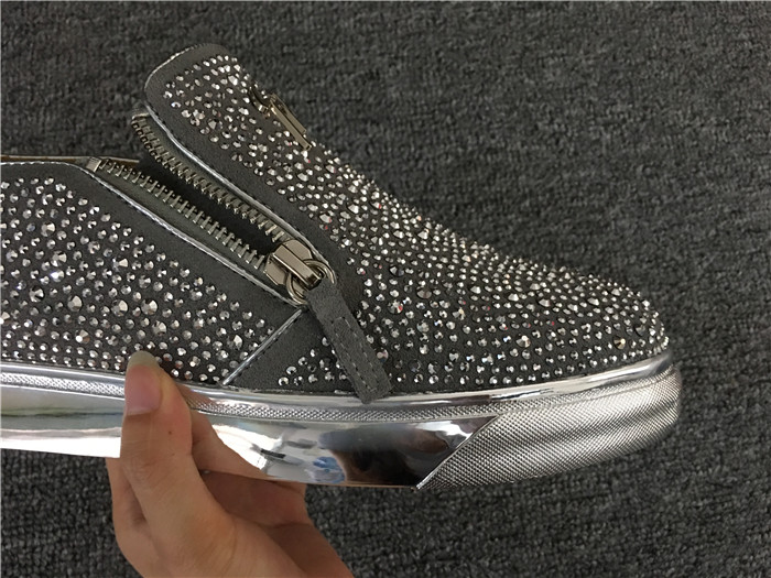 High Quality Giuseppe Zanotti Adam Embellished Slip On Sneakers Metallic