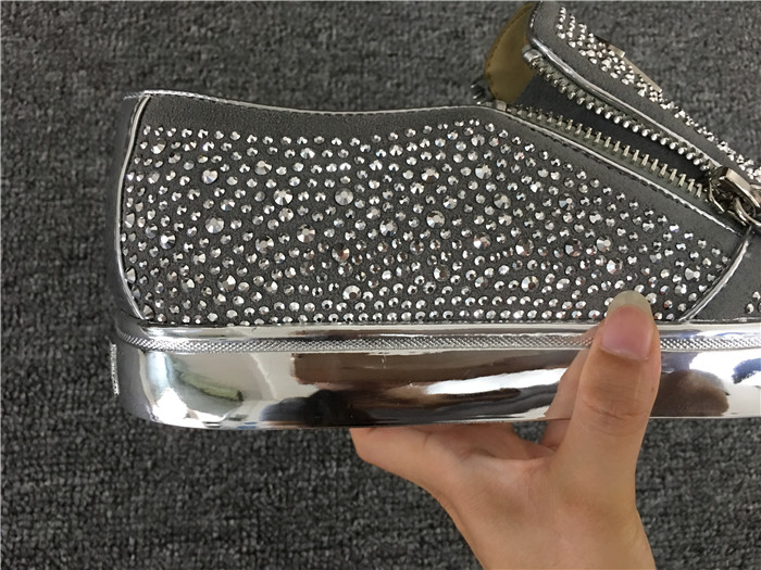 High Quality Giuseppe Zanotti Adam Embellished Slip On Sneakers Metallic