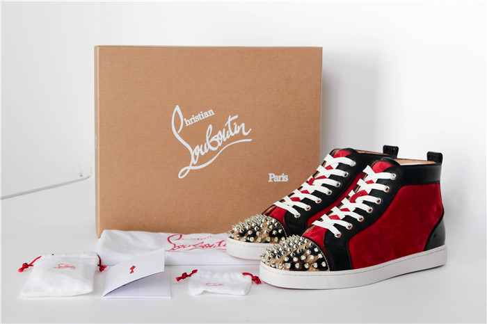 High Quality Christian Louboutin Sliver Louis Spikes Mens Flat Sneaker