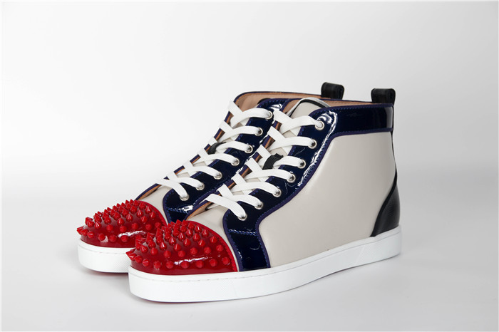 High Quality Christian Louboutin Red Louis Spikes Mens Flat Black Sneaker