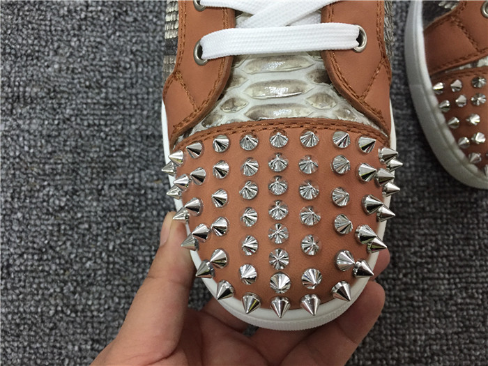 High Quality Christian Louboutin Real Python Rantus Orlanto Sneakers With Silver Spikes