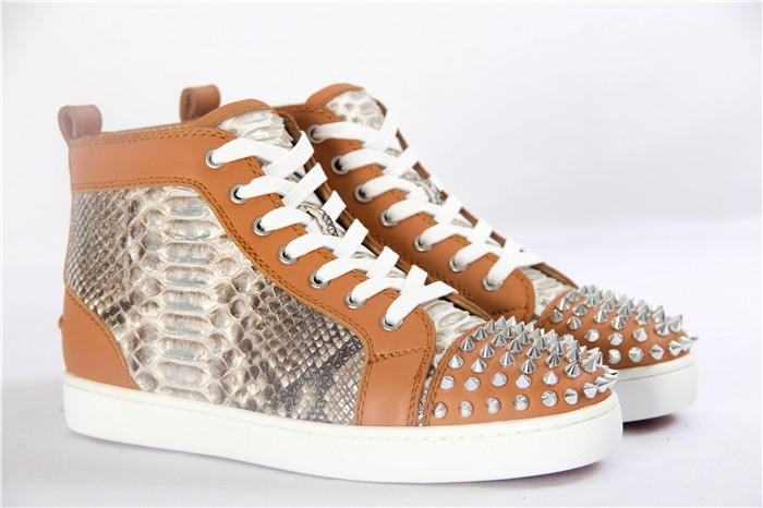 High Quality Christian Louboutin Real Python Rantus Orlanto Sneakers With Silver Spikes