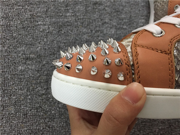 High Quality Christian Louboutin Real Python Rantus Orlanto Sneakers With Silver Spikes