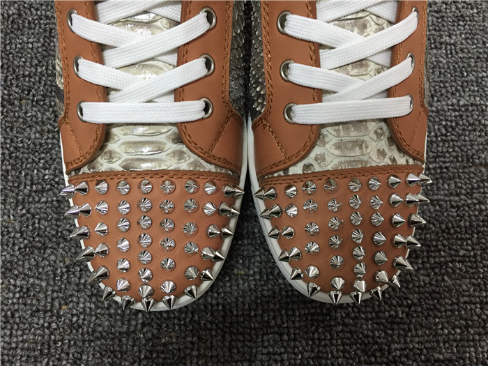 High Quality Christian Louboutin Real Python Rantus Orlanto Sneakers With Silver Spikes