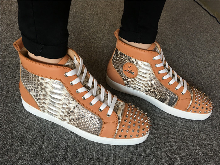 High Quality Christian Louboutin Real Python Rantus Orlanto Sneakers With Silver Spikes