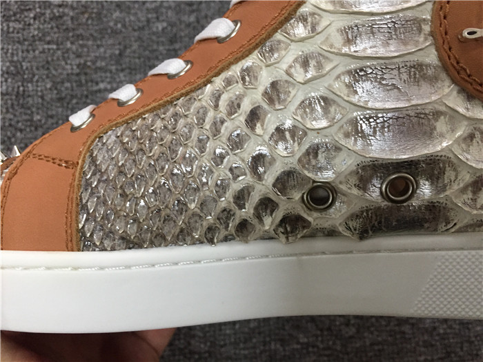 High Quality Christian Louboutin Real Python Rantus Orlanto Sneakers With Silver Spikes