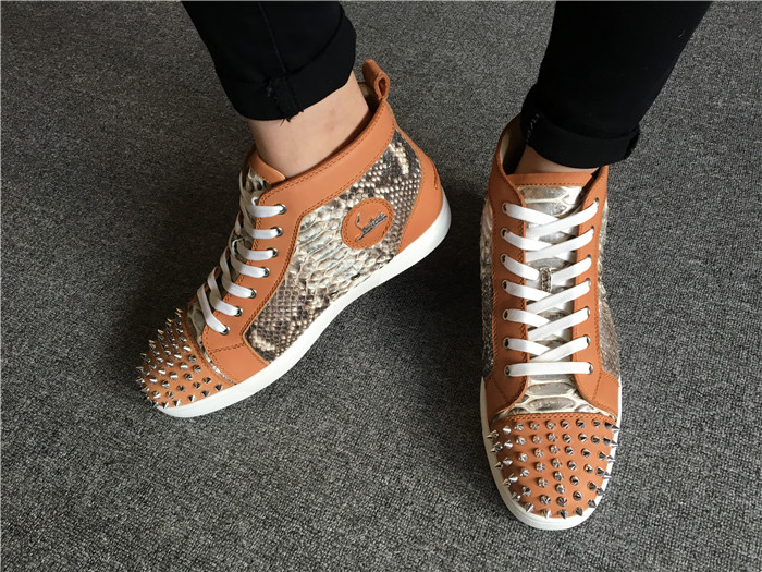 High Quality Christian Louboutin Real Python Rantus Orlanto Sneakers With Silver Spikes