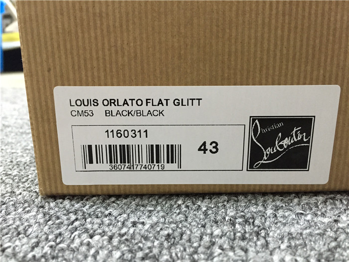 High Quality Christian Louboutin Rantus Orlato Glitter Flat Mens High Top Black Sneaker