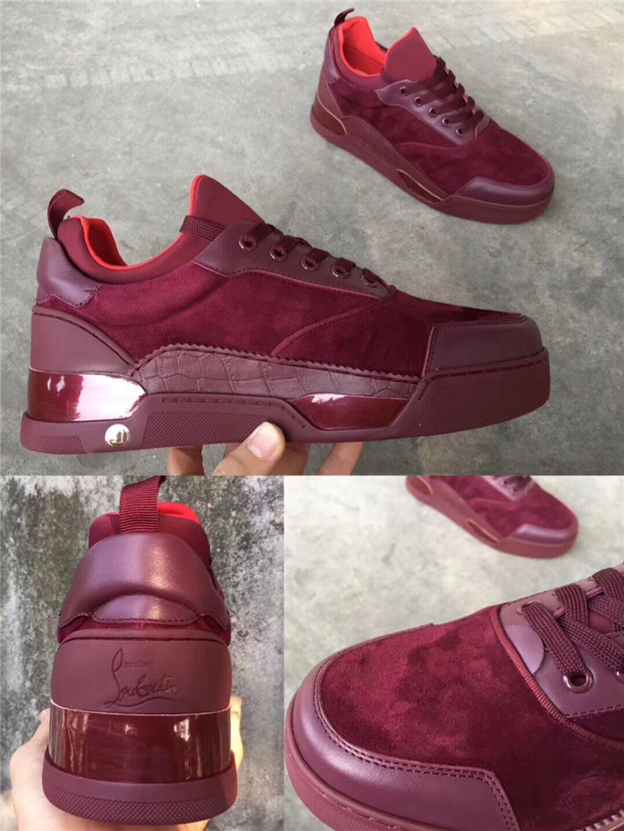 High Quality Christian Louboutin Merlot Aurelien Flat Sneakers