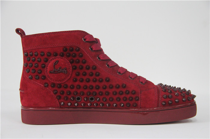 High Quality Christian Louboutin Mens Spikes High Top Red Sneaker