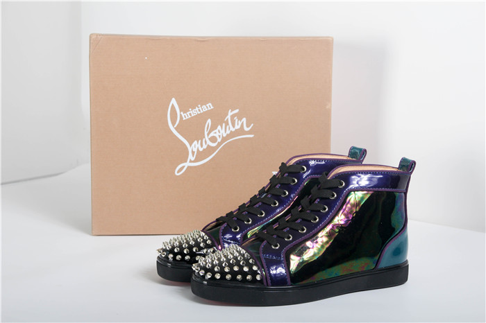 High Quality Christian Louboutin Mens Spikes Flat High Top Sneaker