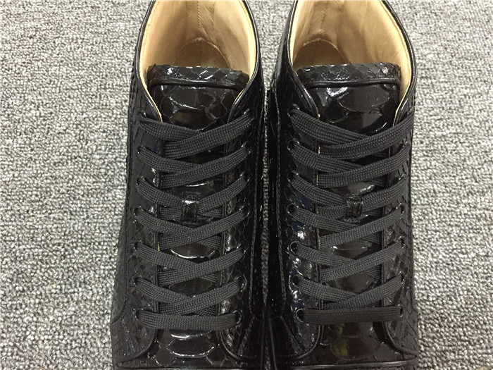 High Quality Christian Louboutin Mens Louis Flat High Top Real Snakeskin Sneaker