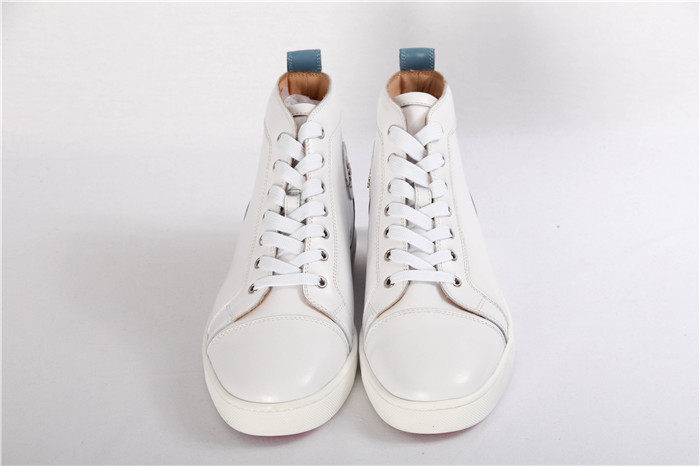 High Quality Christian Louboutin Mens High Top White And Blue Sneaker