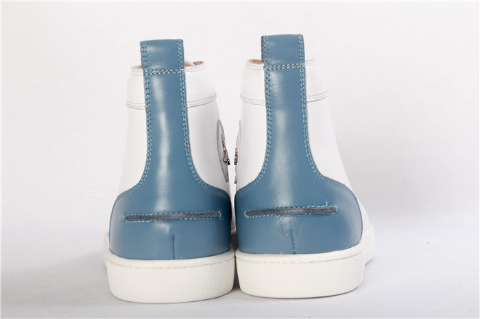 High Quality Christian Louboutin Mens High Top White And Blue Sneaker
