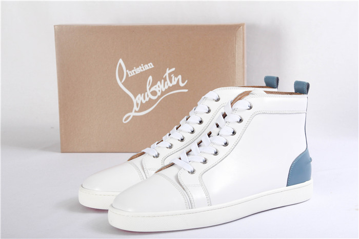 High Quality Christian Louboutin Mens High Top White And Blue Sneaker