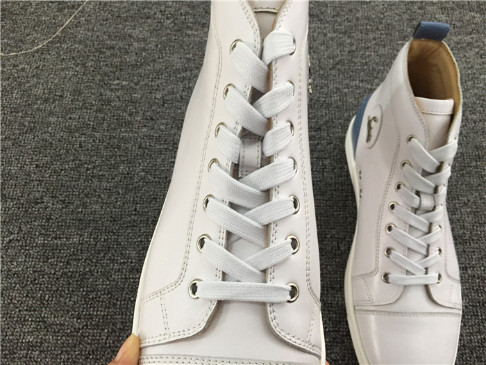 High Quality Christian Louboutin Mens High Top White And Blue Sneaker