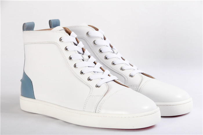 High Quality Christian Louboutin Mens High Top White And Blue Sneaker