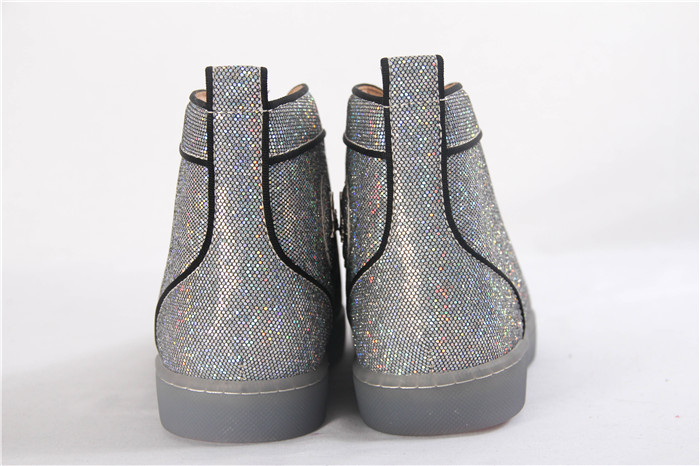 High Quality Christian Louboutin Mens High Top Rantus Orlato Glitter Disco Ball Glitter Sneaker