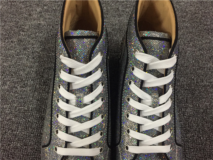 High Quality Christian Louboutin Mens High Top Rantus Orlato Glitter Disco Ball Glitter Sneaker
