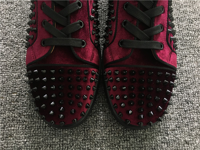 High Quality Christian Louboutin Louis Orlato Spikes Velvet With Glossy Red Sole