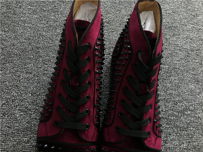 High Quality Christian Louboutin Louis Orlato Spikes Velvet With Glossy Red Sole