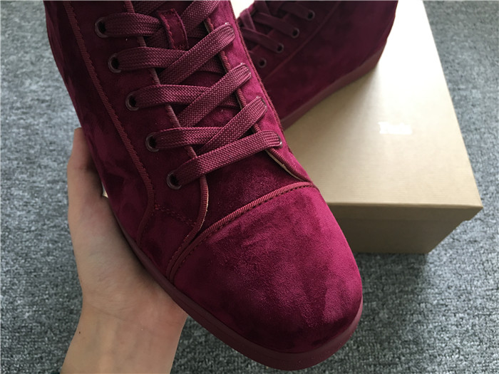 High Quality Christian Louboutin Louis Orlato Merlot Suede Sneakers