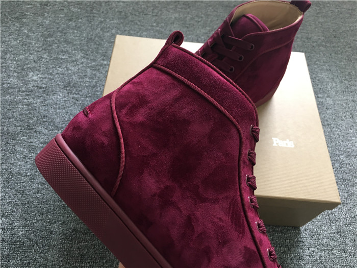 High Quality Christian Louboutin Louis Orlato Merlot Suede Sneakers