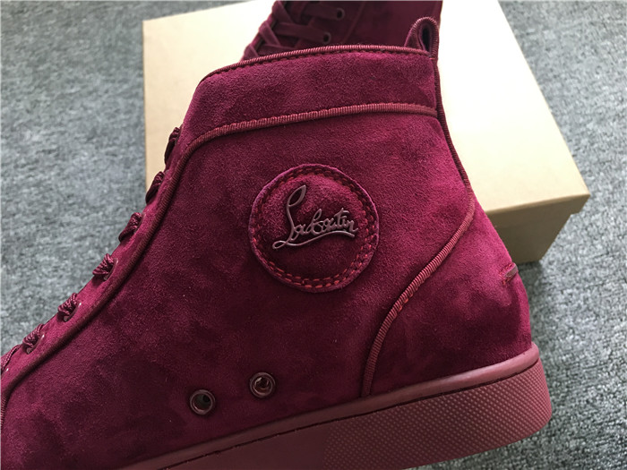 High Quality Christian Louboutin Louis Orlato Merlot Suede Sneakers