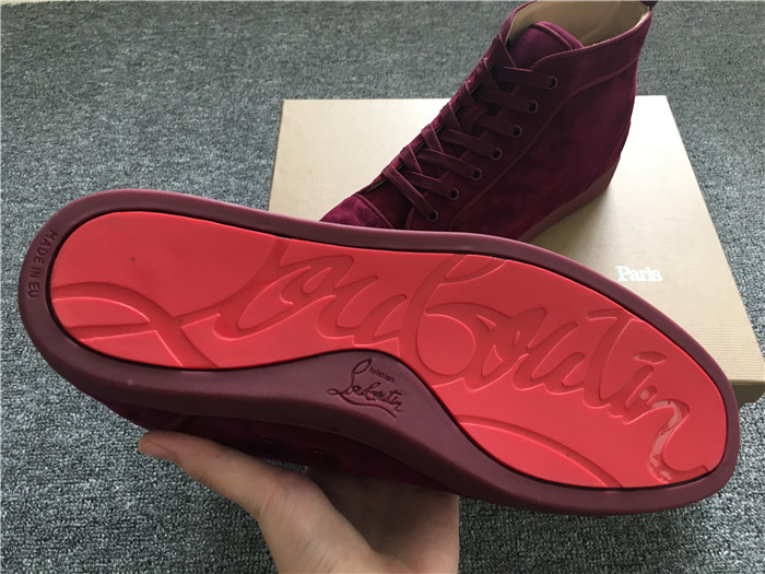 High Quality Christian Louboutin Louis Orlato Merlot Suede Sneakers