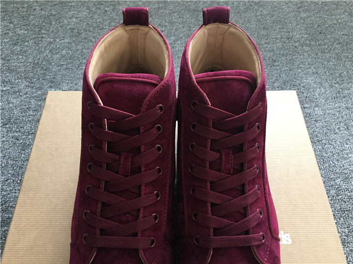 High Quality Christian Louboutin Louis Orlato Merlot Suede Sneakers